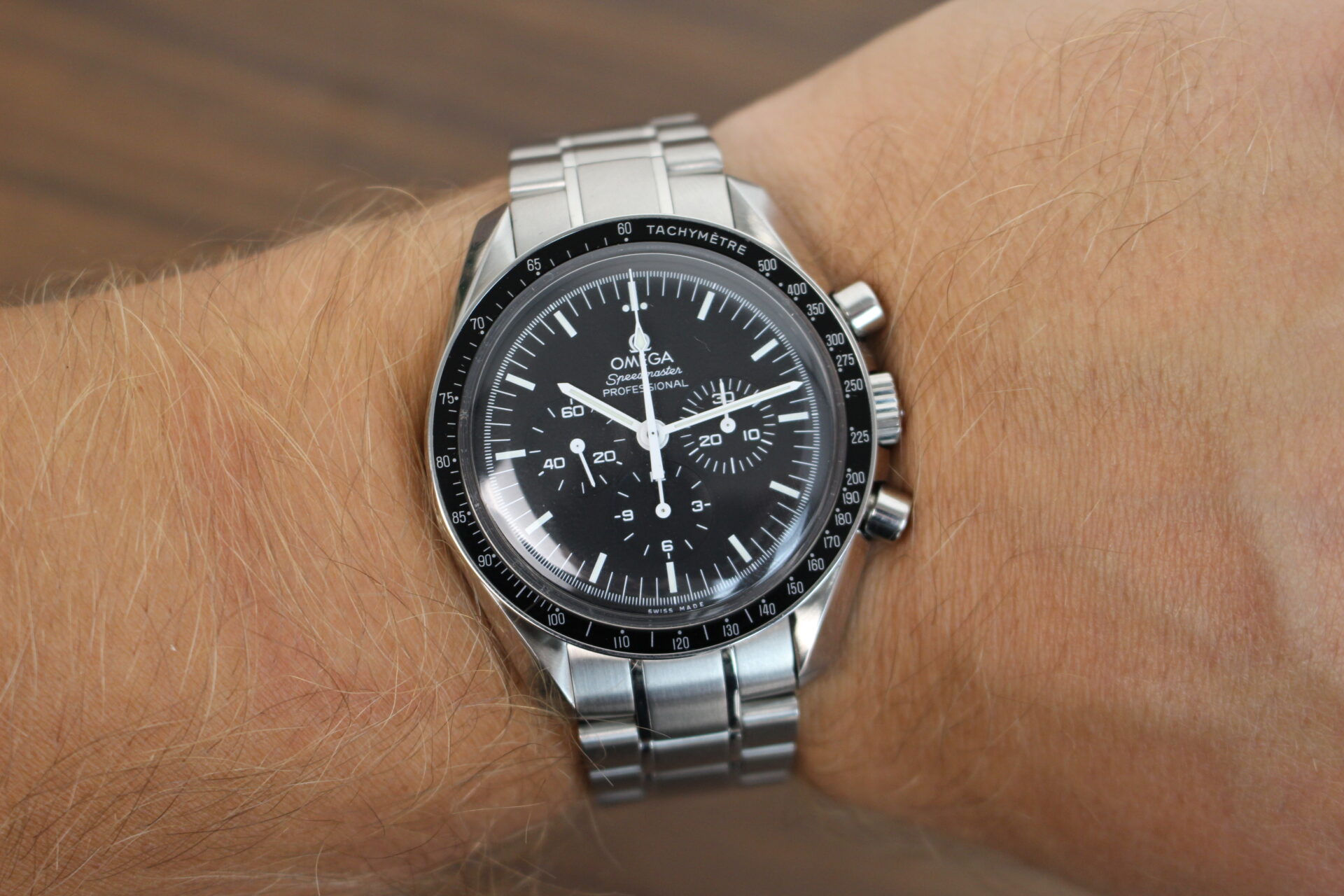 Omega Speedmaster Moonwatch Professional on a wrist