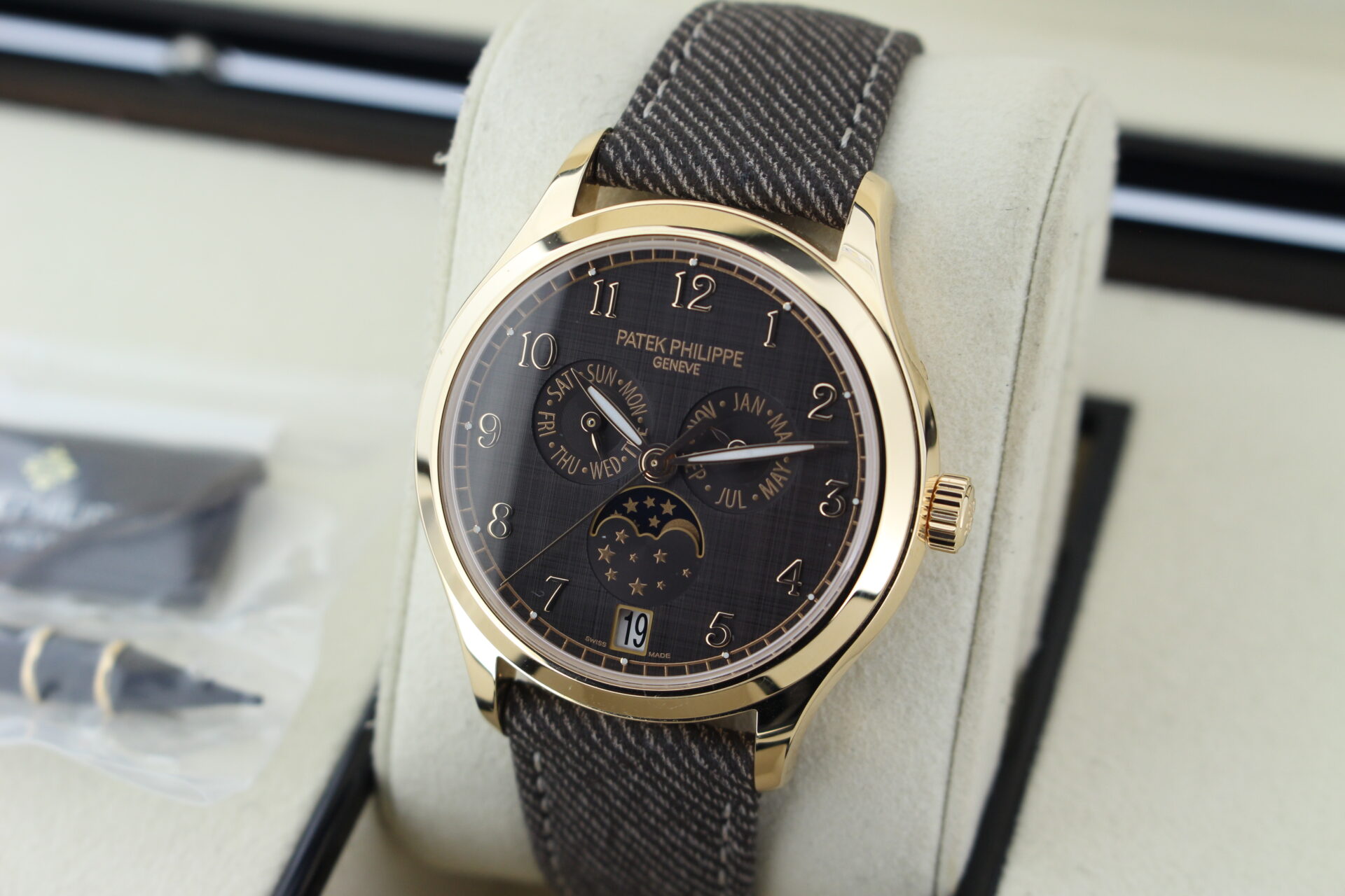 Patek Philippe Complications 4946R-001 facing towards the left to show the right angle