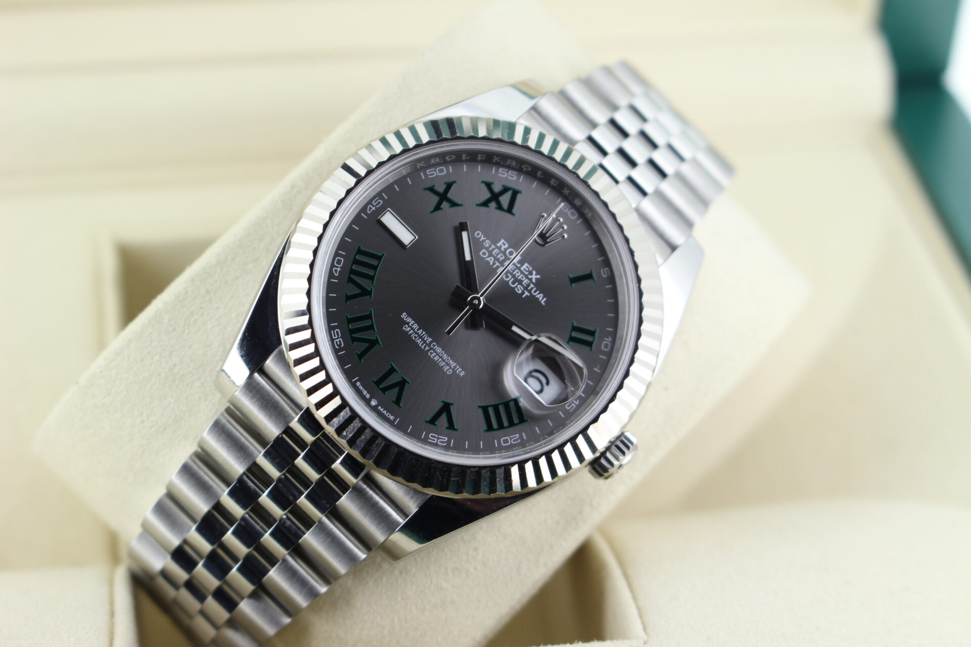 Rolex Datejust 41 Wimbledon 126334 tilted