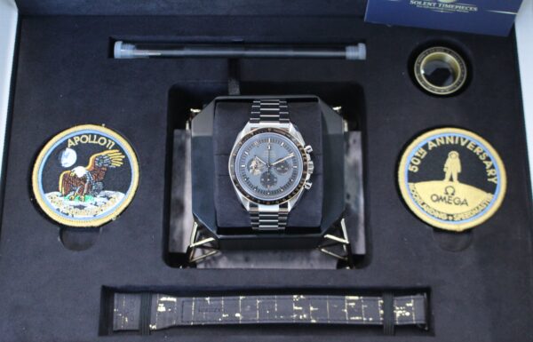 Omega Speedmaster Apollo 11 50th Anniversary Limited Edition in box with accessories