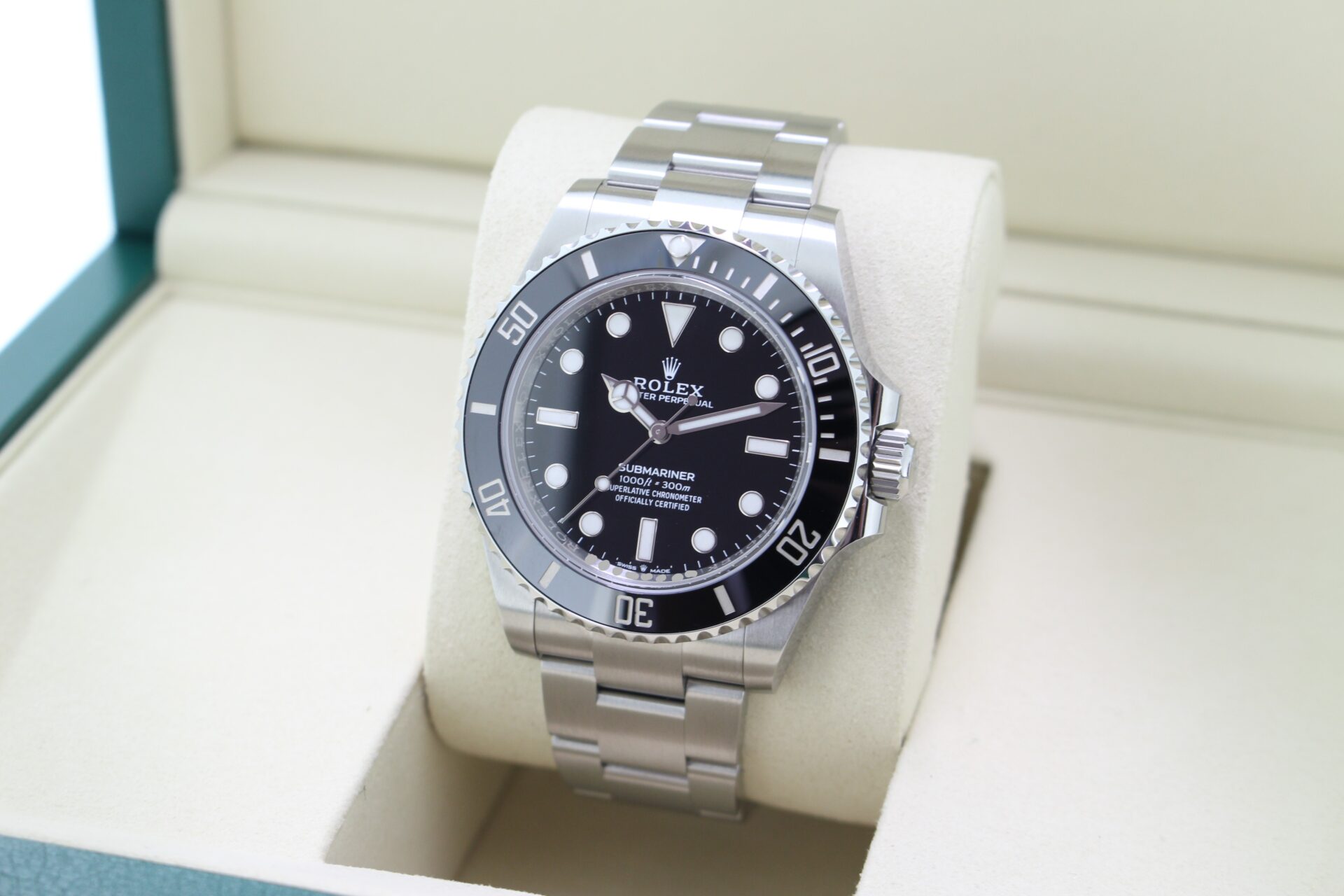 Rolex Submariner No Date 124060 facing towards the left to show the right angle