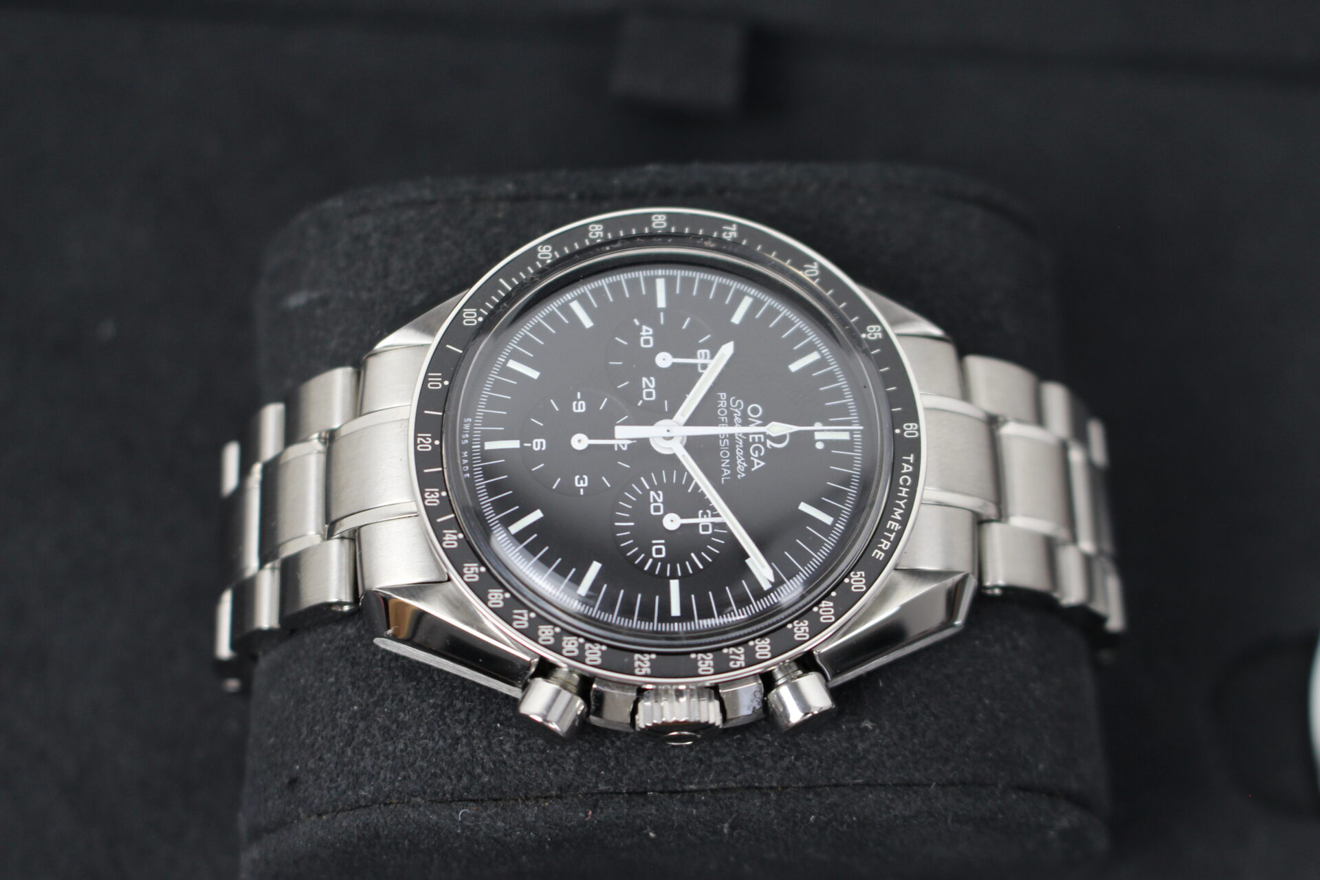 Omega Speedmaster Moonwatch Professional on it's side