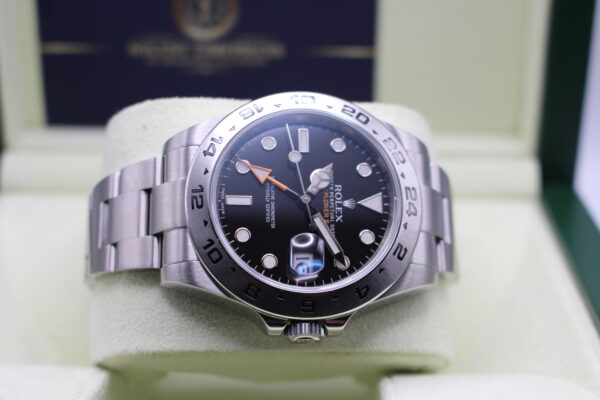 Rolex Explorer II black dial laid on its side