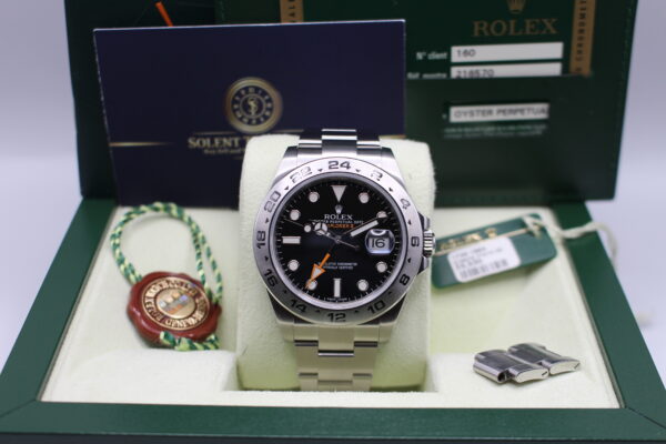 Rolex Explorer II in its green box with all its original accessories making it a full set