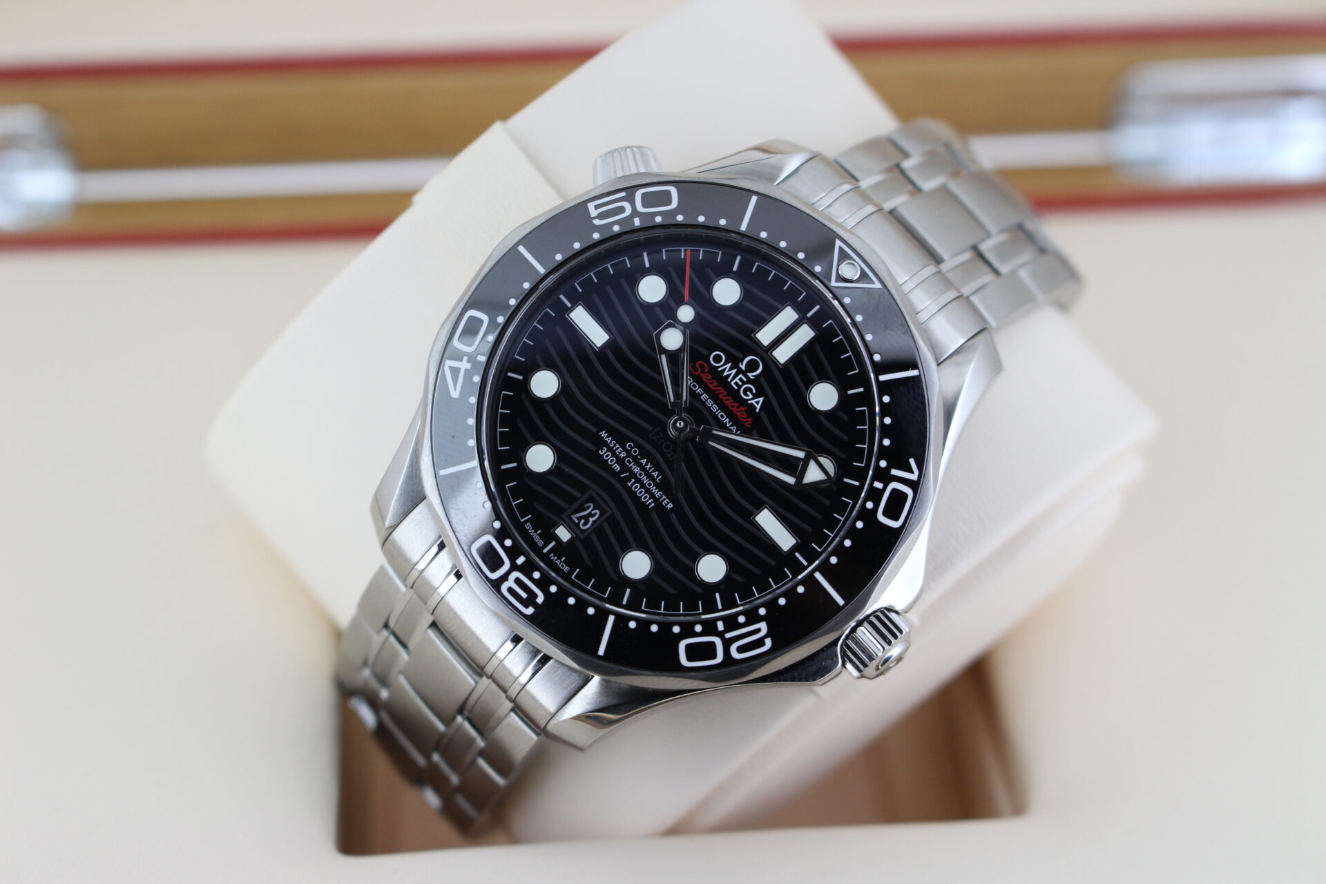 Omega Seamaster Diver Black 300m tilted