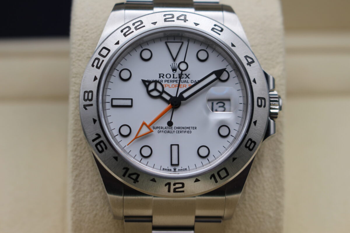 Rolex Explorer II Polar white dial with an orange GMT Hand