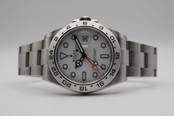 Rolex Explorer II Polar white dial on a white background