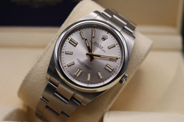 Rolex Oyster Perpetual 41mm tilted to the right