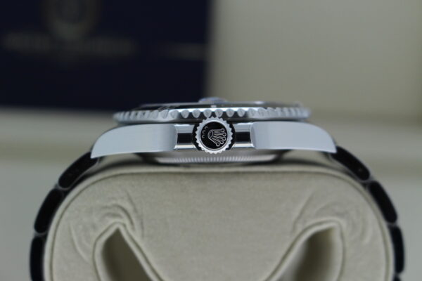 Rolex crown and case side on a submariner