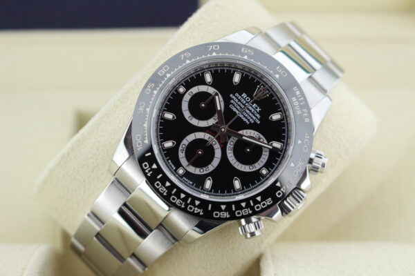 Rolex 116500LN Daytona Black tilted in it's box