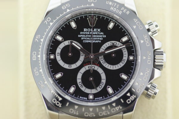 Rolex 116500LN Daytona Black close up of watch face