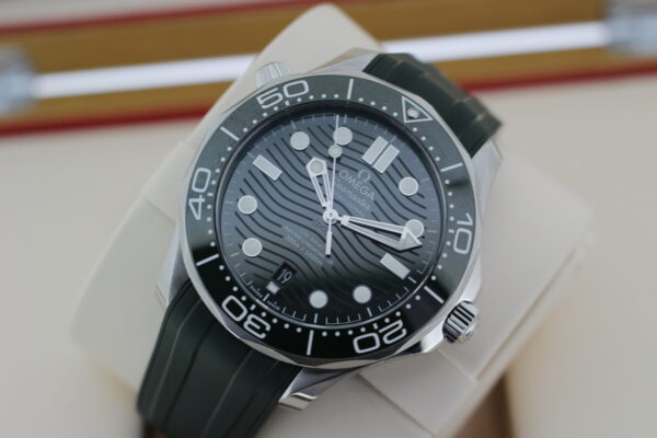 Omega Seasmaster Diver Green 300m tilted