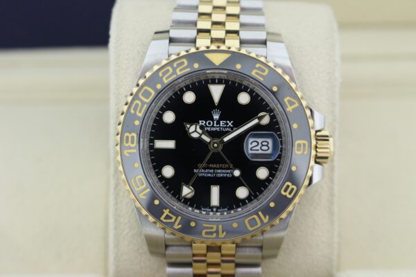 Close up of the rolex GMT bi metal dial
