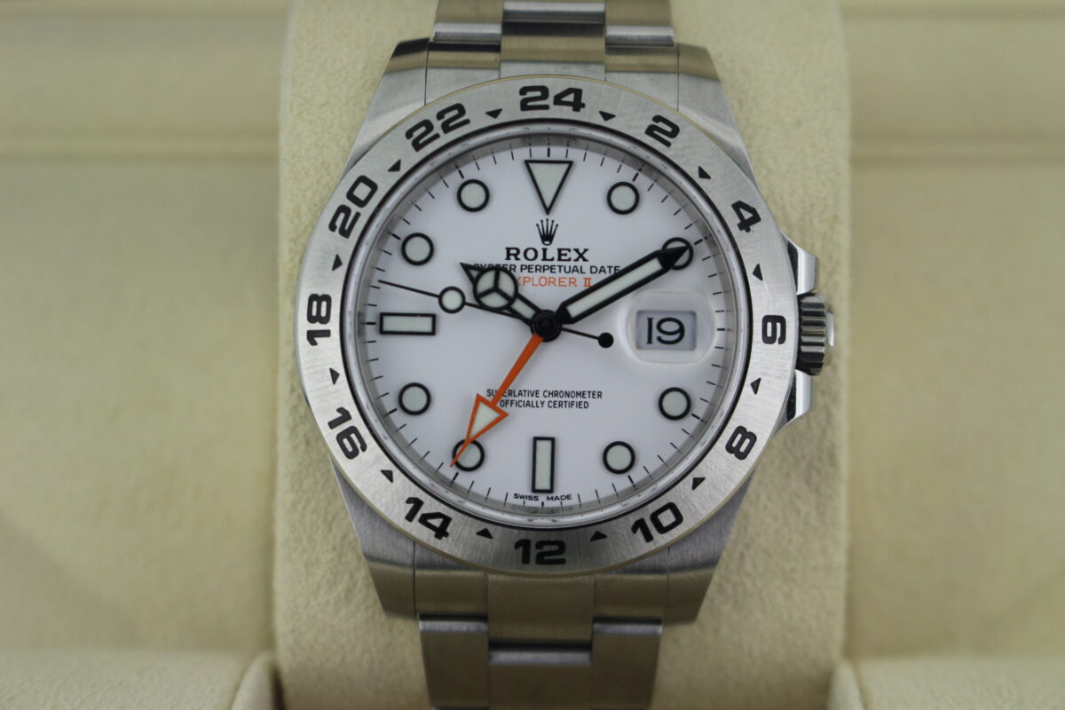 Rolex Explorer II fitted with the polar white dial