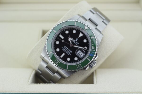 Rolex Submariner Starbucks 126610LV tilted in its box