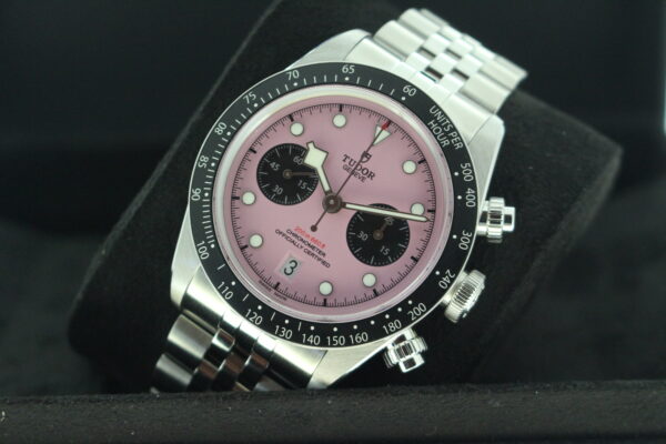 Tudor Chronograph watch with a pink dial