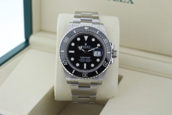 Rolex Submariner Date Black stood up in its box