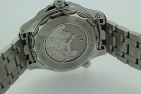 Omega caseback showing of the Poseidon engraving