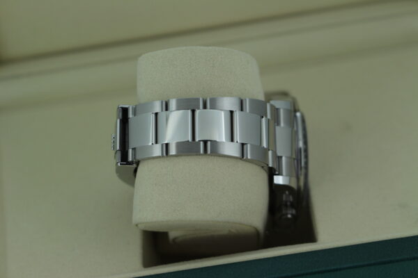 Rolex Daytona 'Panda' 126500 in it's box turned to the side to show the Oyster bracelet.