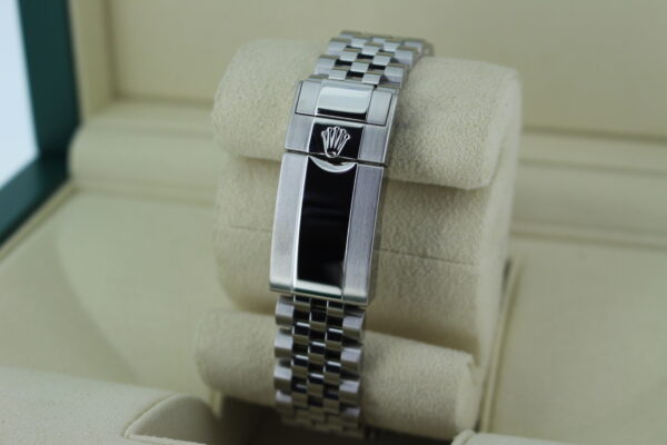 Rolex GMT Master II Pepsi 126710BLRO brushed and polished stainless steel clasp with Rolex emblem