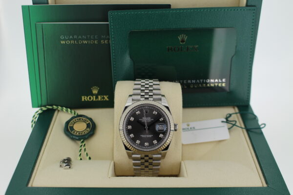 Rolex Datejust Diamond Slate Dial 126334 in it's box with both green and white swing tags, booklets and warranty card