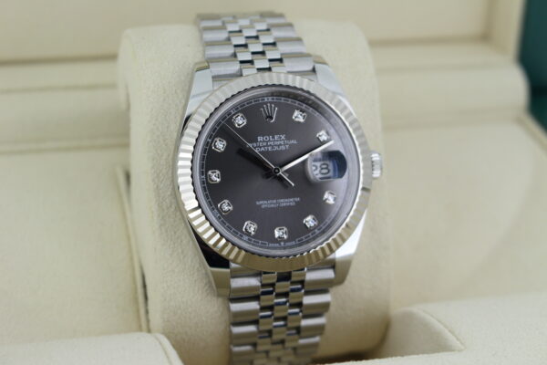 Rolex Datejust Diamond Slate Dial 126334 facing towards the right
