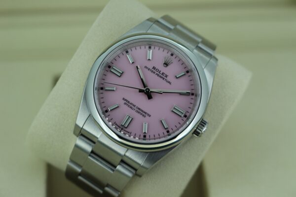 Rolex Oyster Perpetual 36 126000 with pink dial tilted