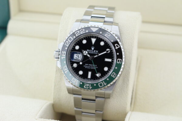 Rolex GMT Master II Sprite 126720VTNR facing towards the left to show the right angle
