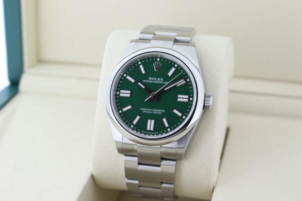 Rolex Oyster Perpetual 41 134300 facing towards the left to show the right angle