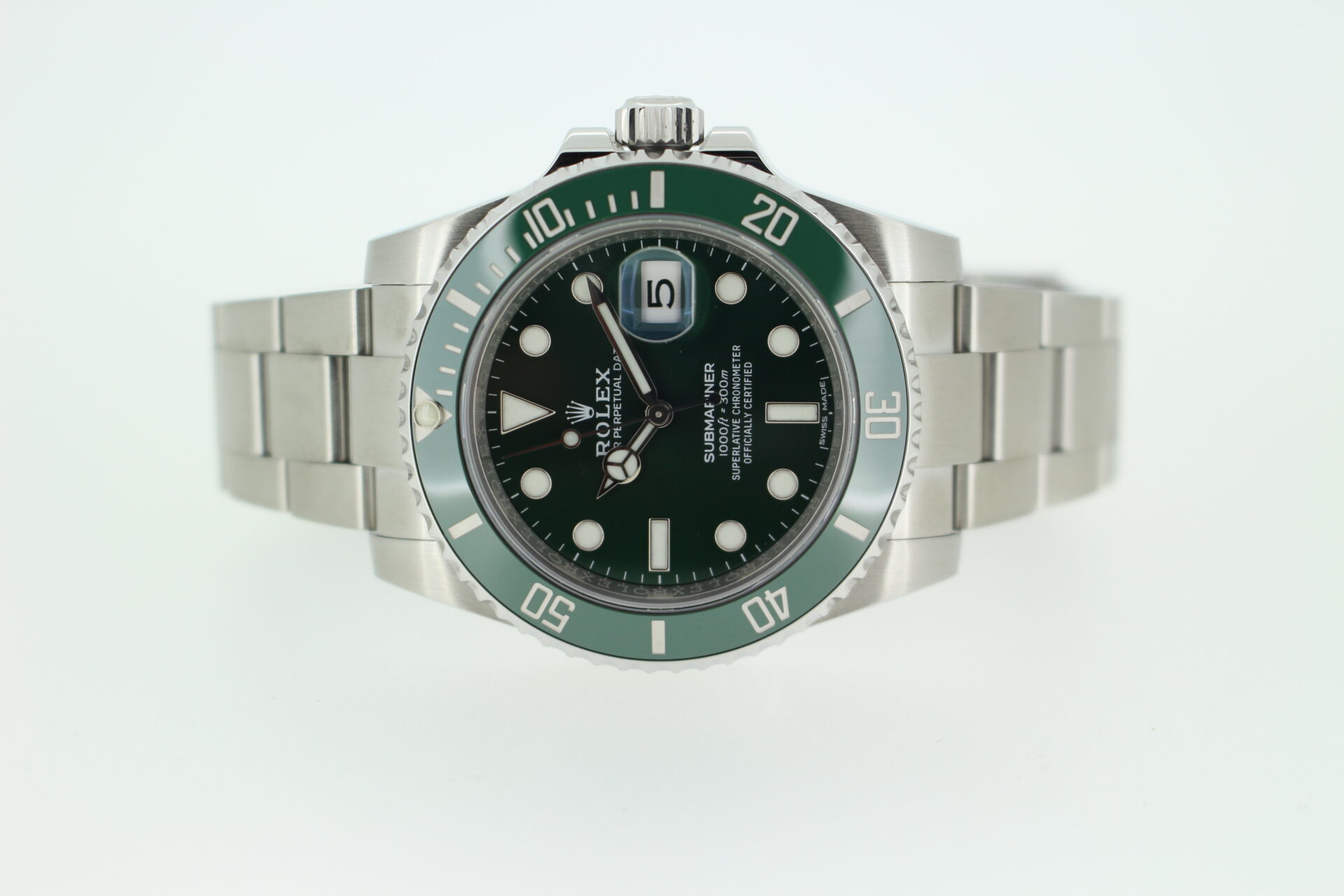 Rolex Submariner Hulk 126610LV on a white background