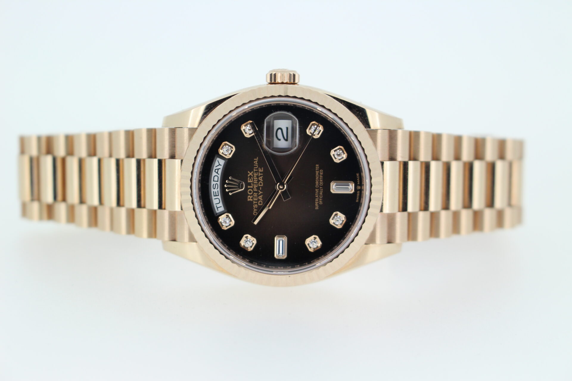 Rolex Day Date Chocolate Dial 128235 white background