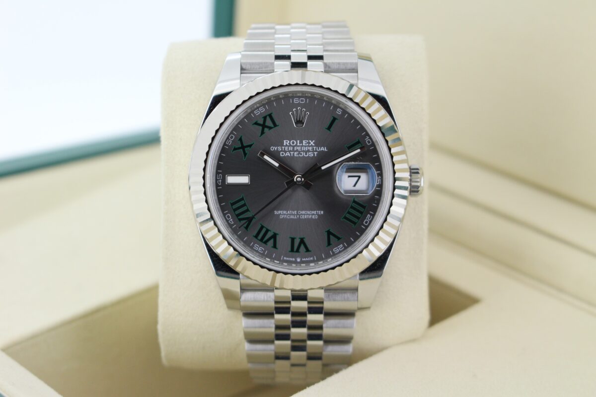 Rolex Datejust 41 Wimbledon 126334 turned facing towards the camera