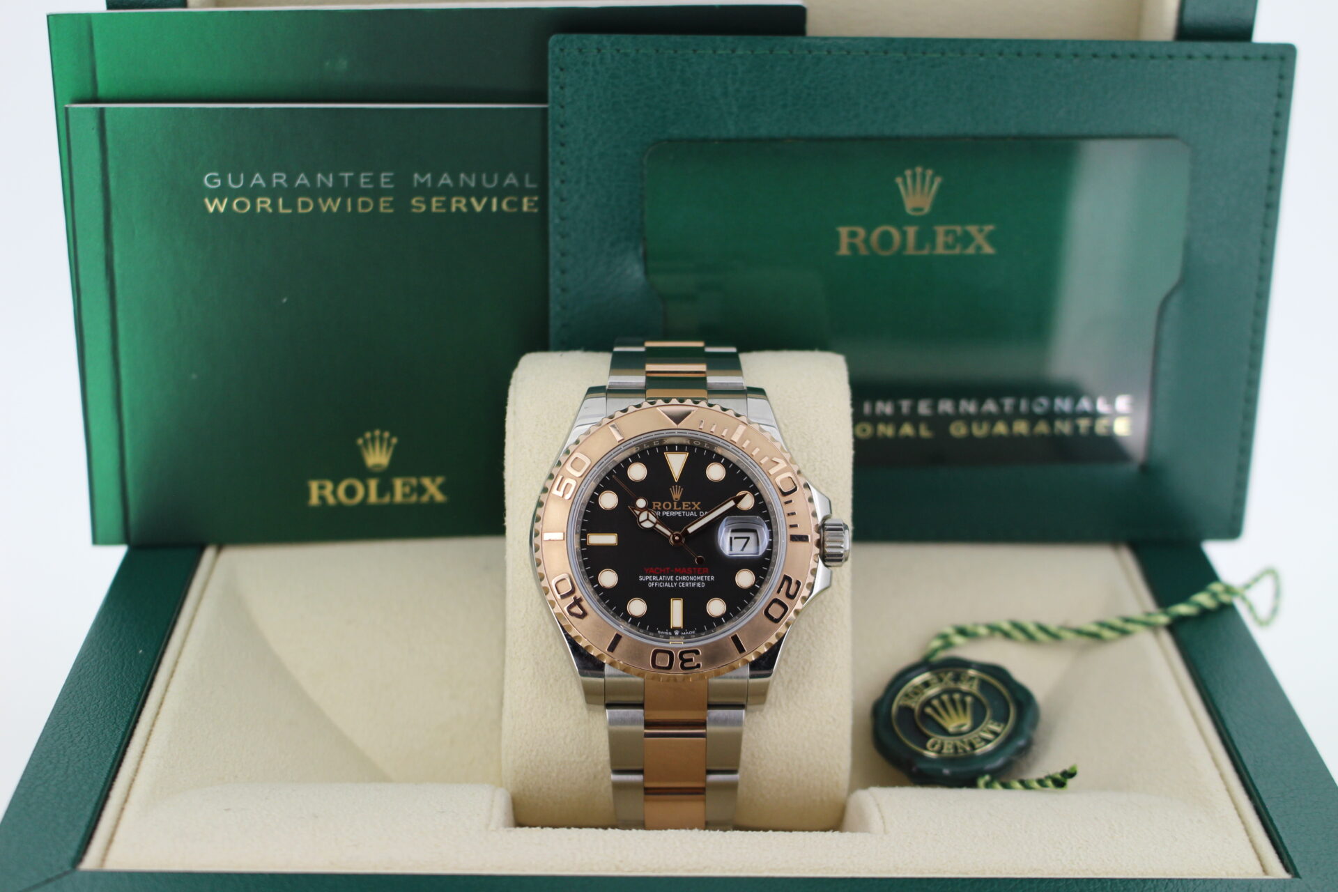 Rolex yacht master 40mm watch in stainless steel and everose gold in its box with all original accessories making a full set