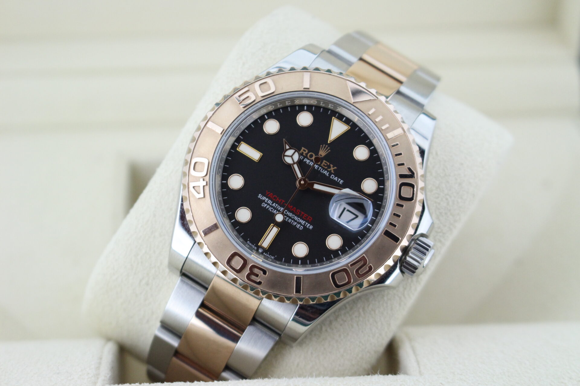 Rolex Yacht Master in stainless steel and rose gold with a black dial