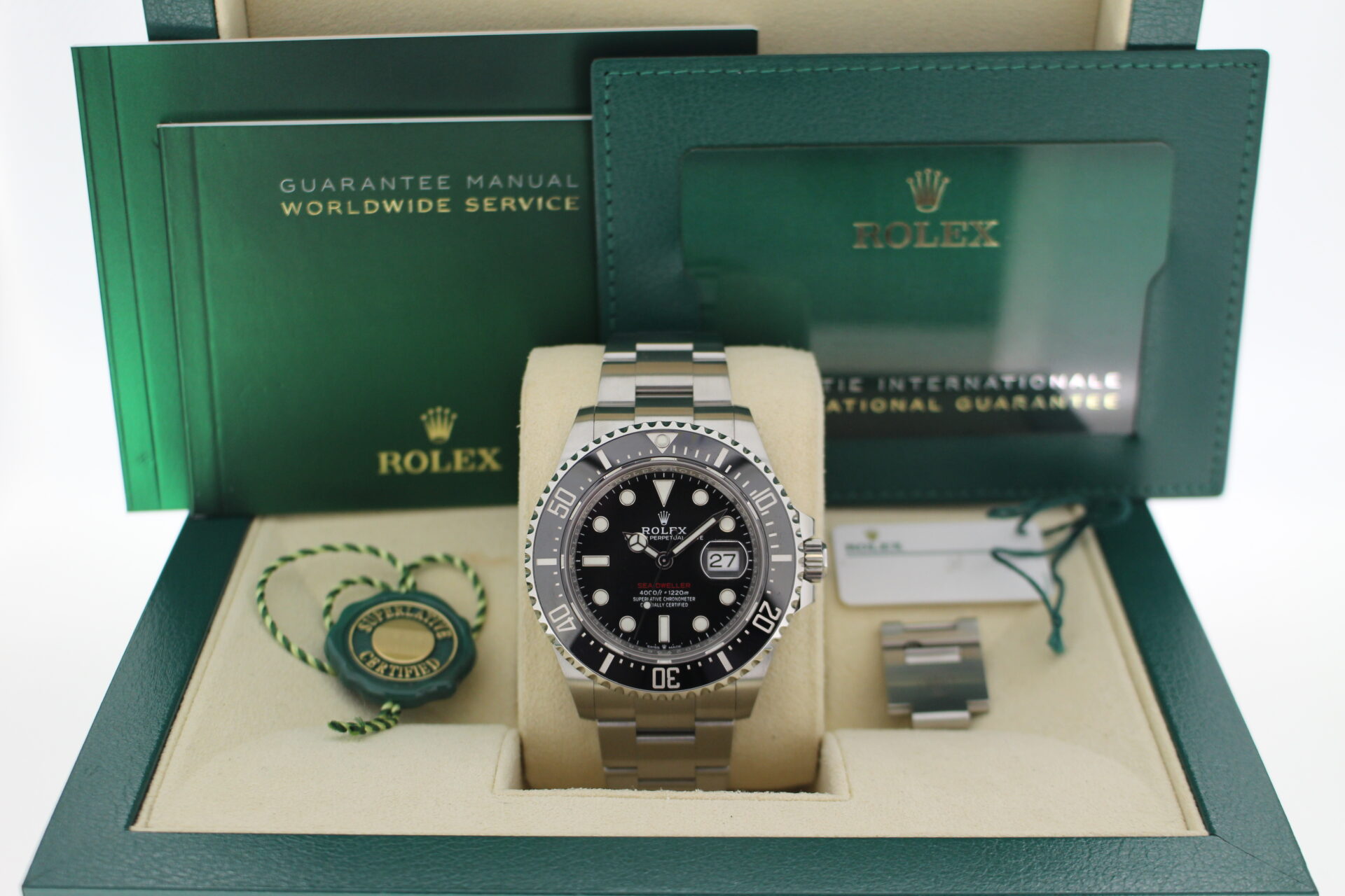 Rolex Sea-Dweller 126600 50th anniversary edition in it's box with booklets, warranty card and both swing tags