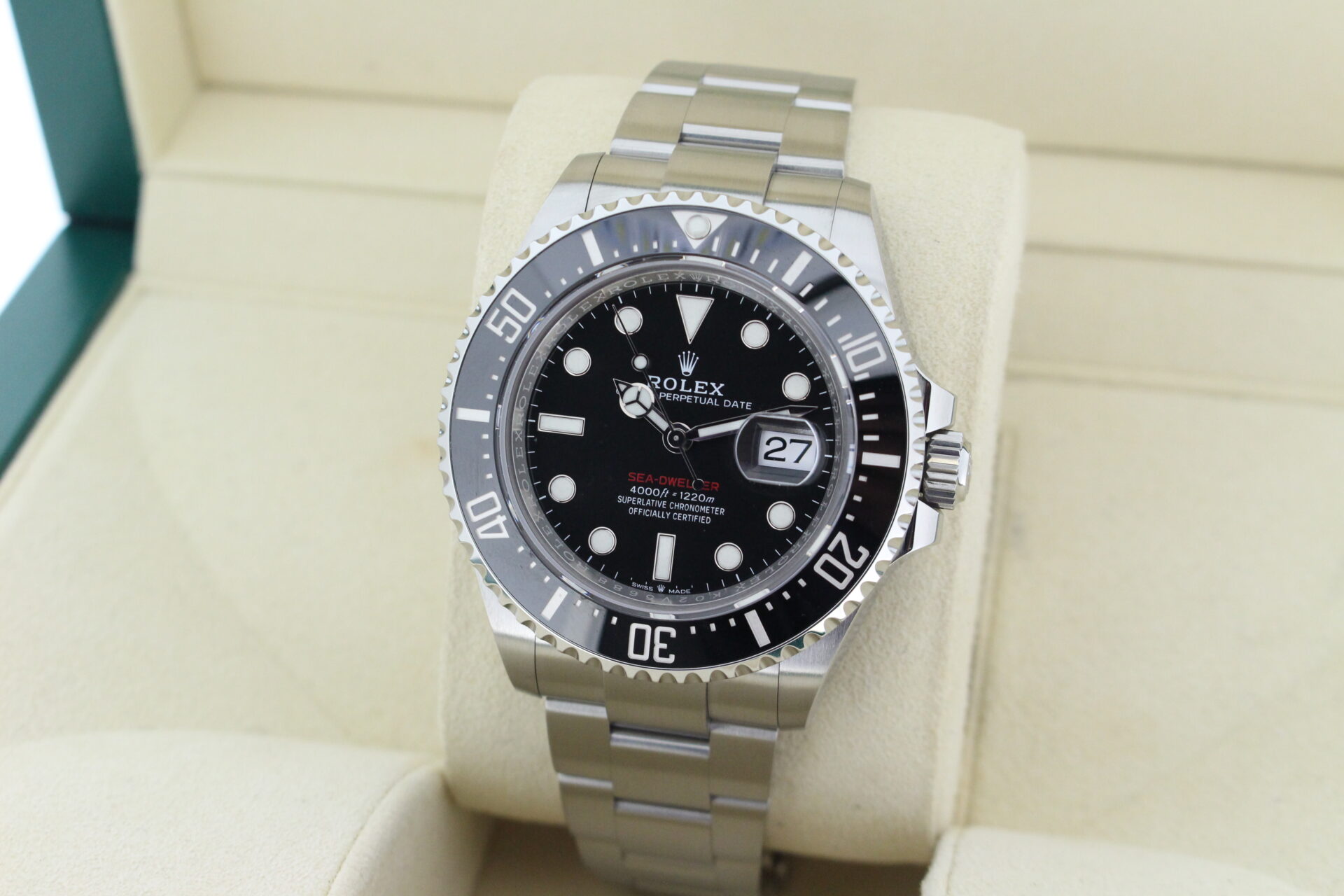 Rolex Sea-Dweller 126600 50th anniversary edition facing towards the left to show the right angle
