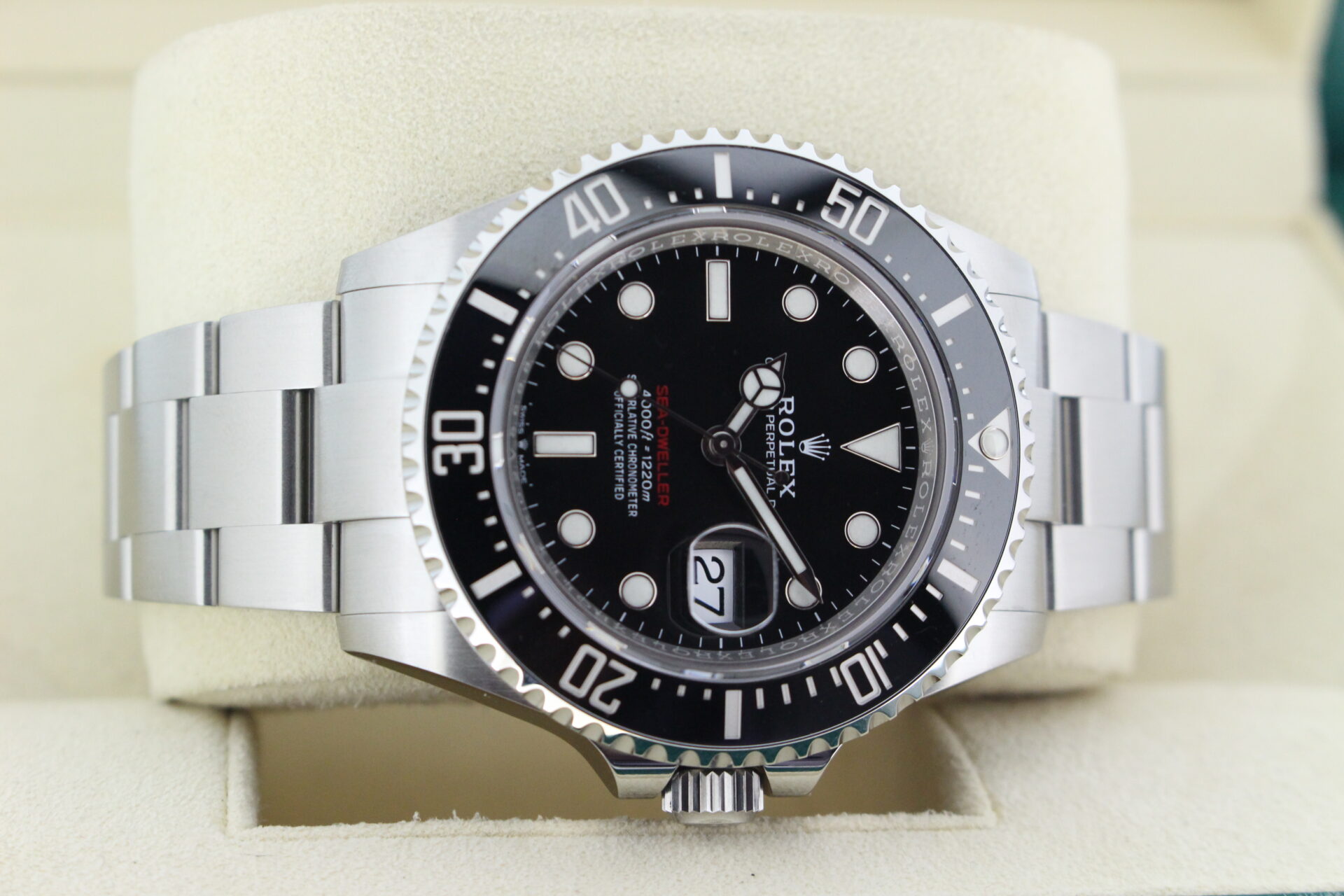 Rolex Sea-Dweller 126600 50th anniversary edition on it's side