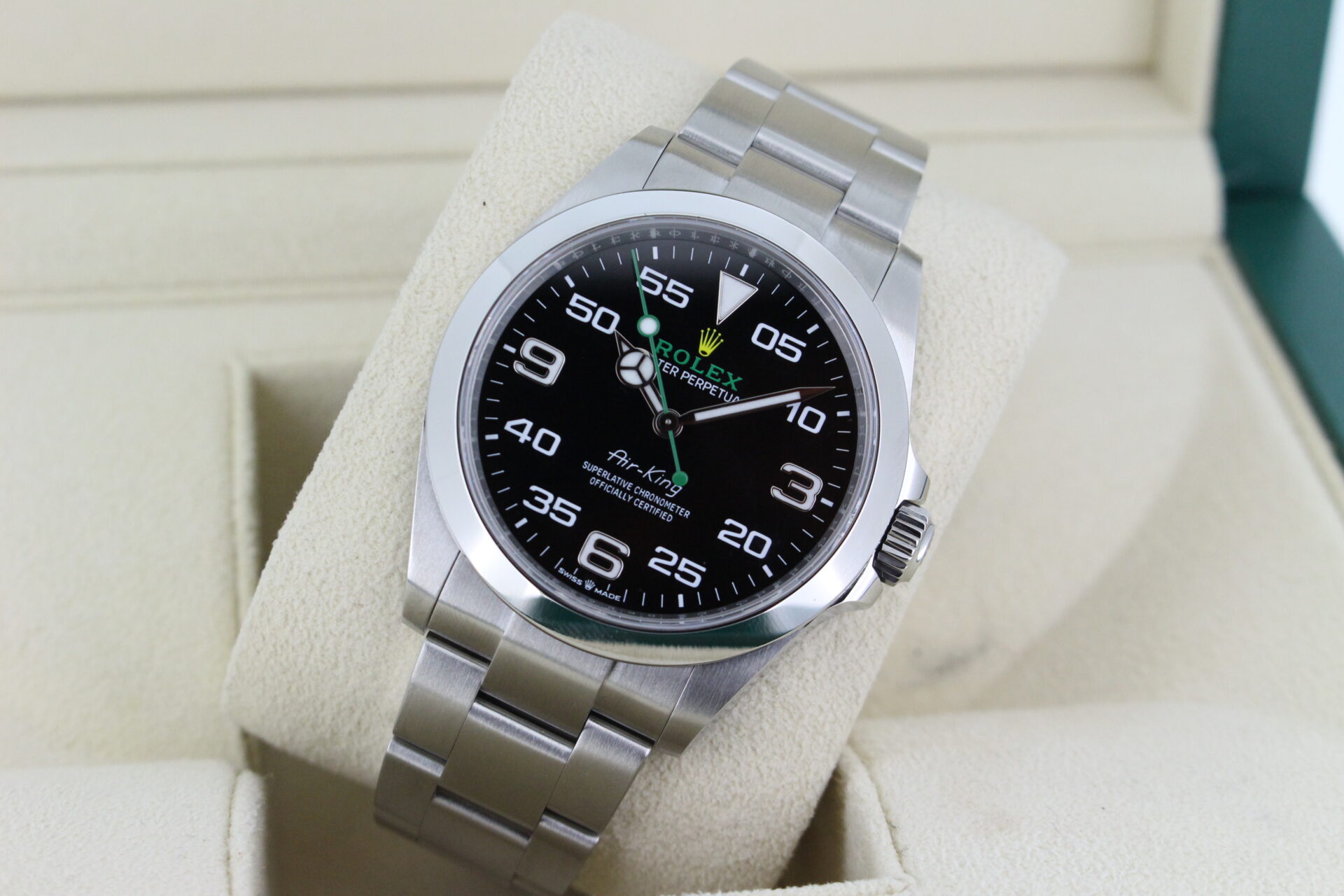 Rolex Air-King 126900 tilted in it's box