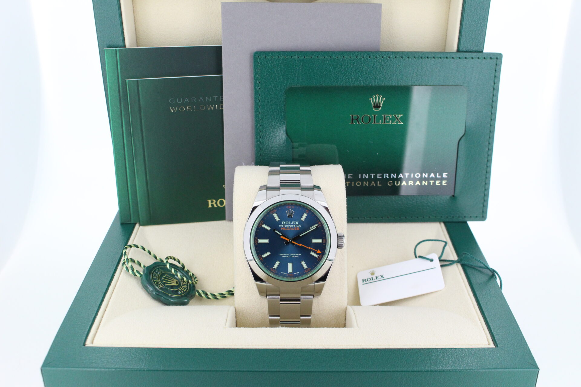 Rolex Milgauss in its box with all original accessories making a full set