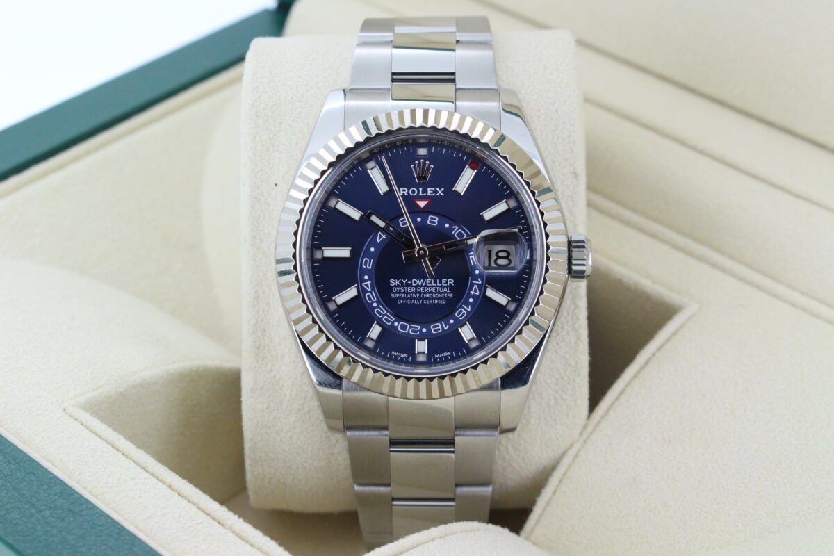 Blue Stainless steel Rolex Sky Dweller