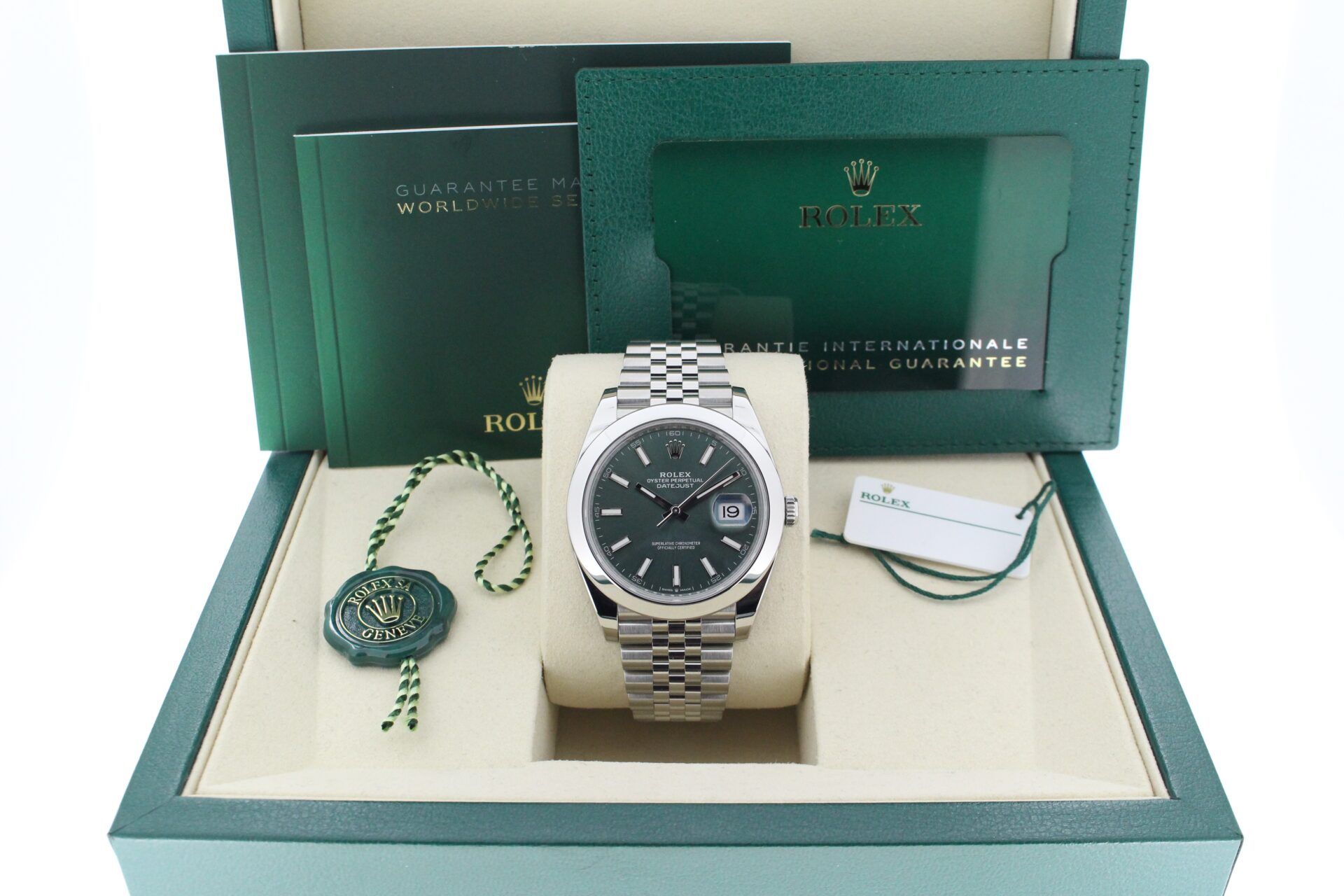 Rolex Datejust 126300 in its box with all original accessories making a full set