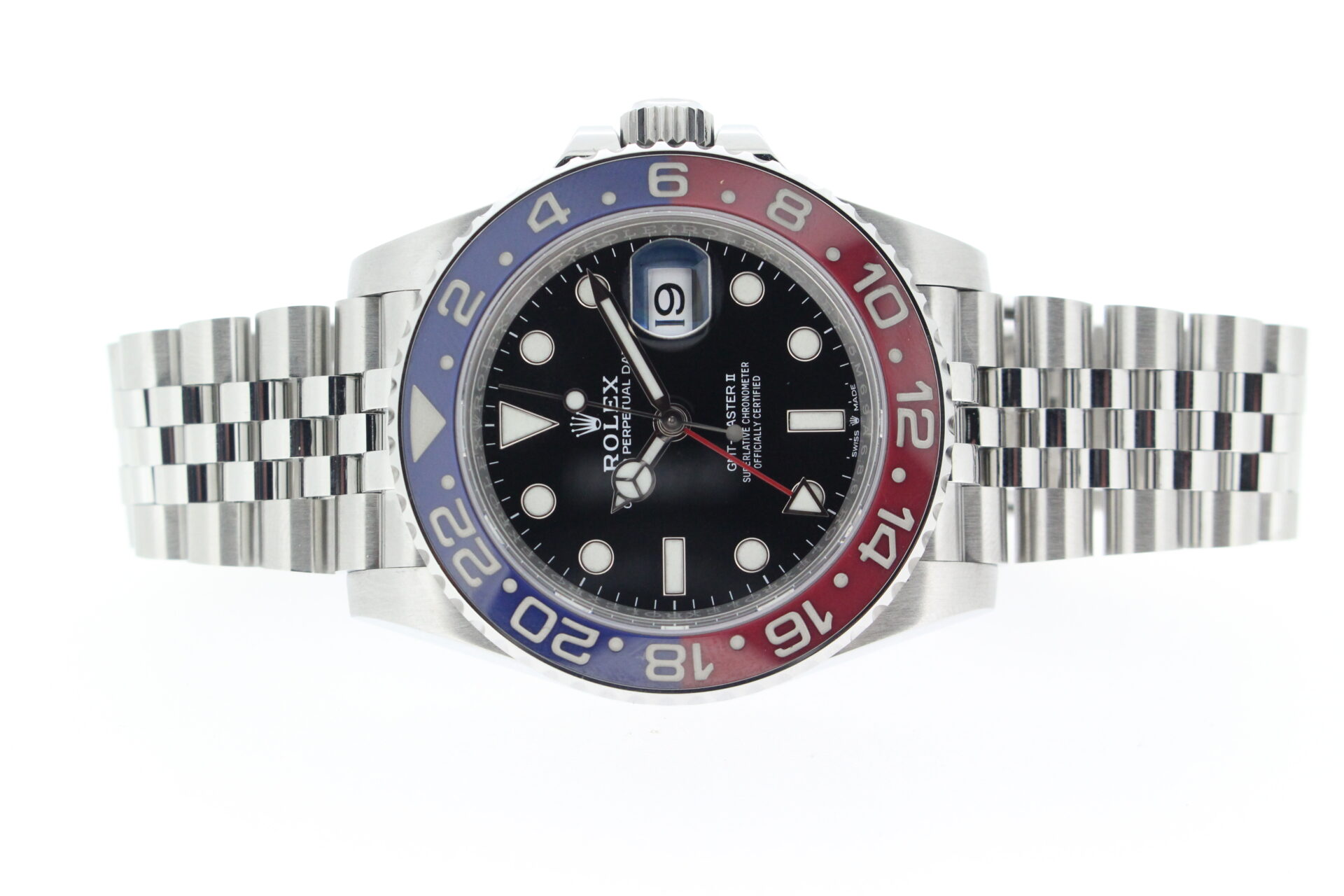 Rolex GMT Master II Pepsi 126710BLNR on white background