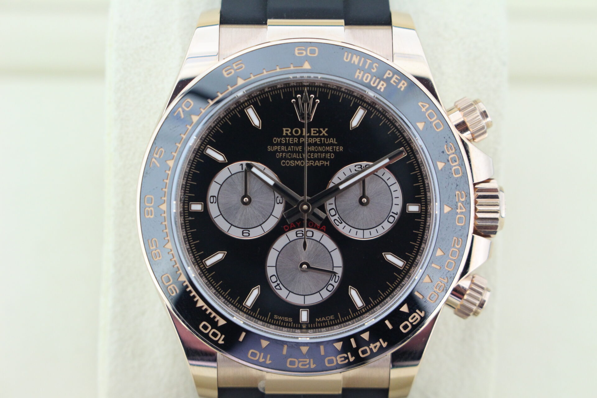 Close up of Rolex Daytona Everose Gold 126515LN