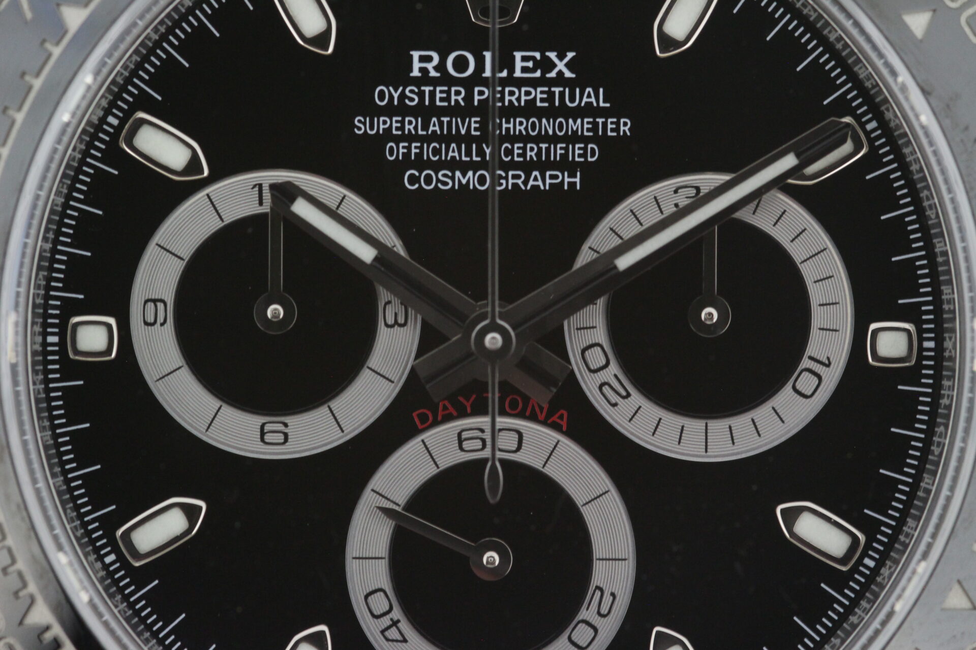 Rolex Daytona 116500LN close up of dial