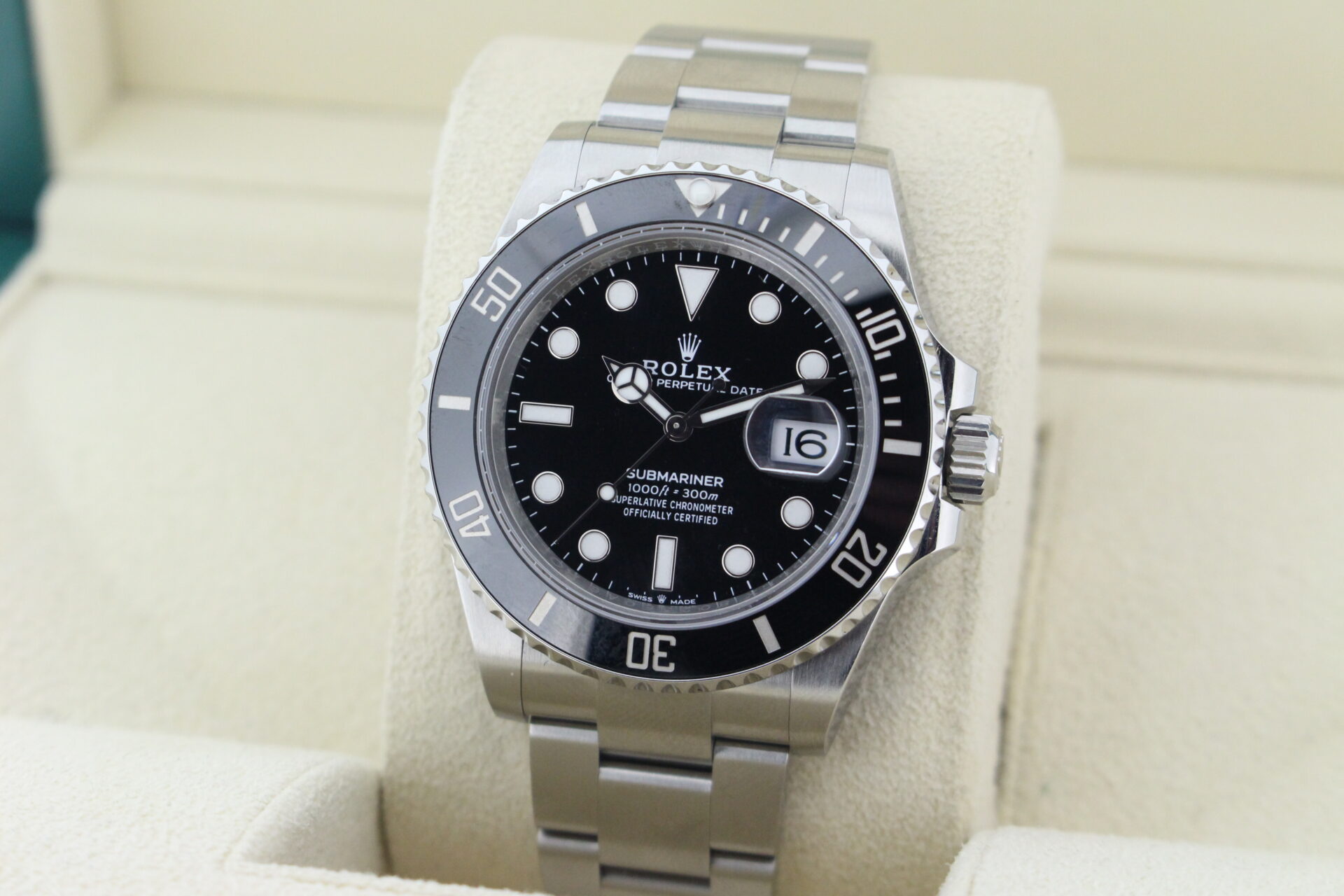 Rolex Submariner Date 126610LN facing towards the left to show the right angle
