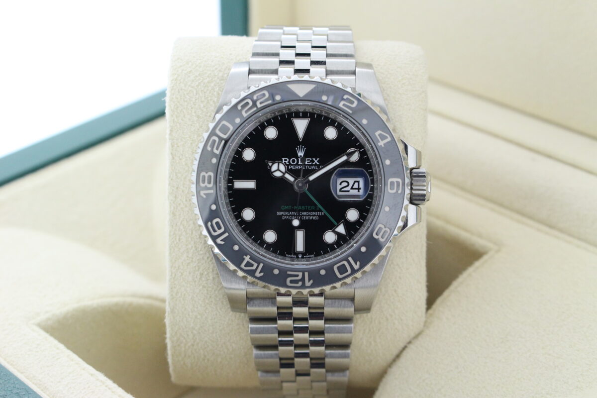 Rolex GMTY Master II Bruce Wayne 126710GRNR turned in it's box