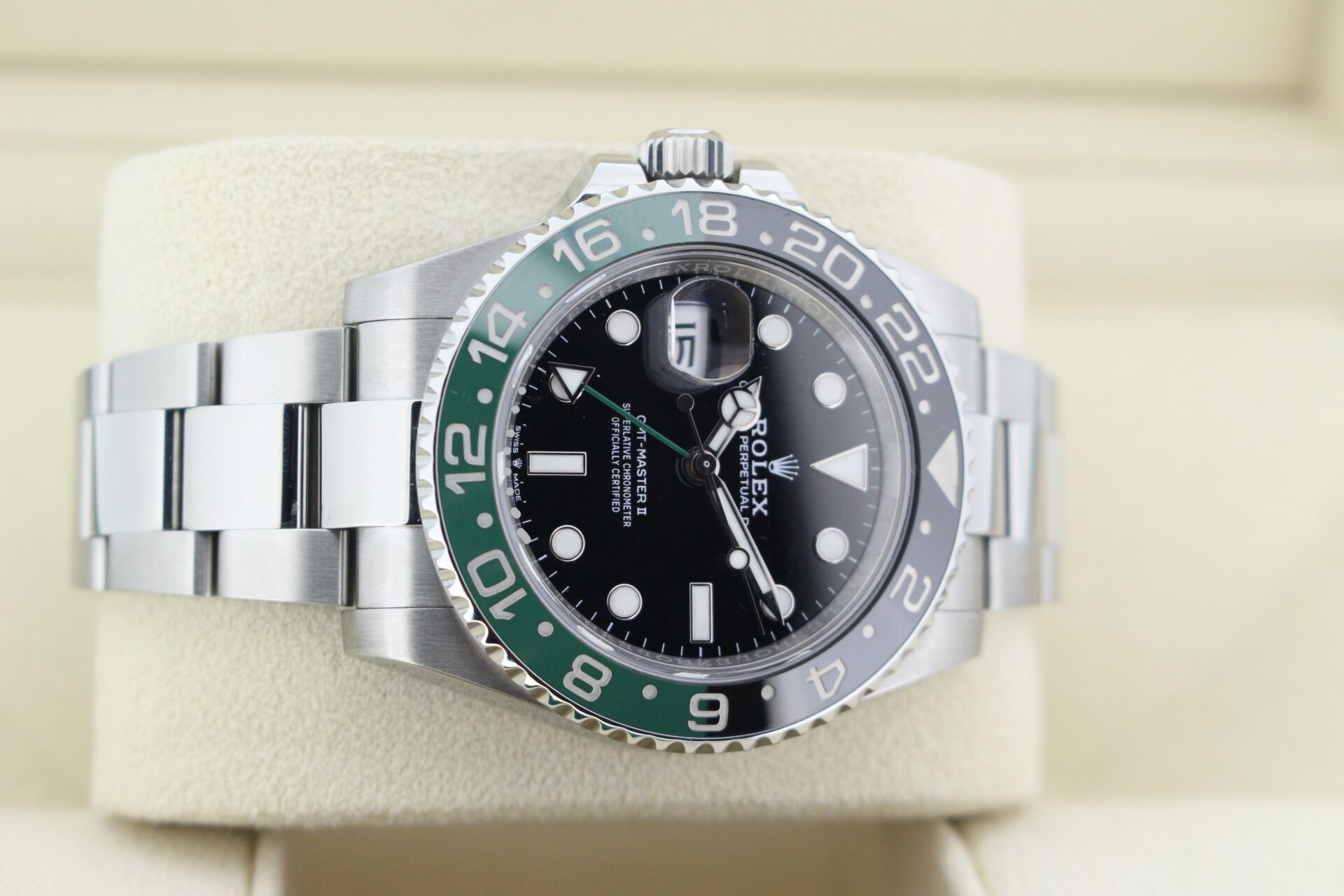 Rolex GMT Master II Sprite 126720GTNR on it's side