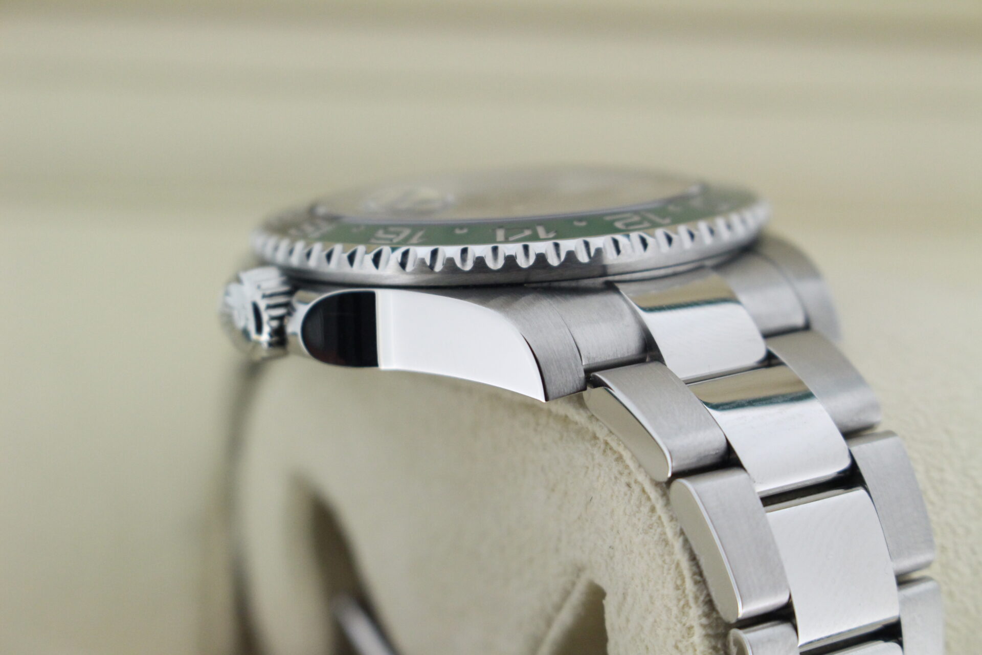 Rolex GMT Master II Sprite 126720GTNR angle of crown