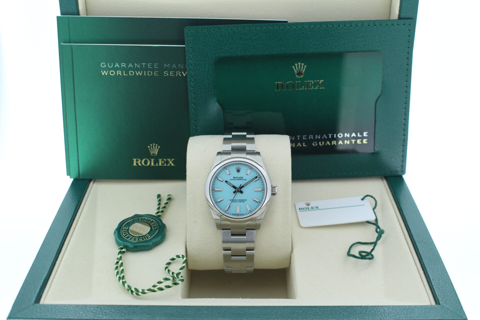 Rolex OP31 Tiffany Dial 277200 in its box with all original accessories making a full set