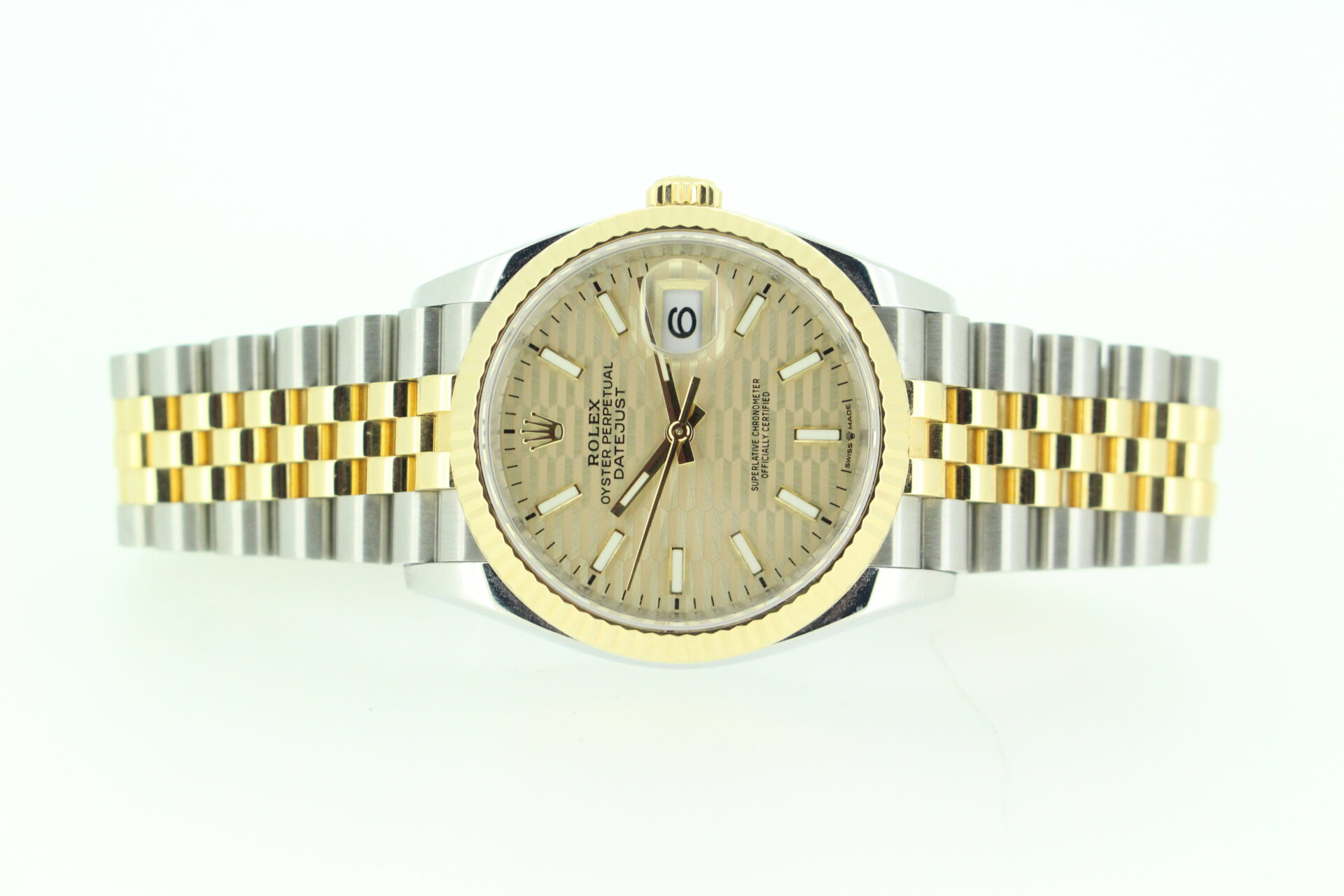 Rolex Datejust 36 Motif 126233 on white background